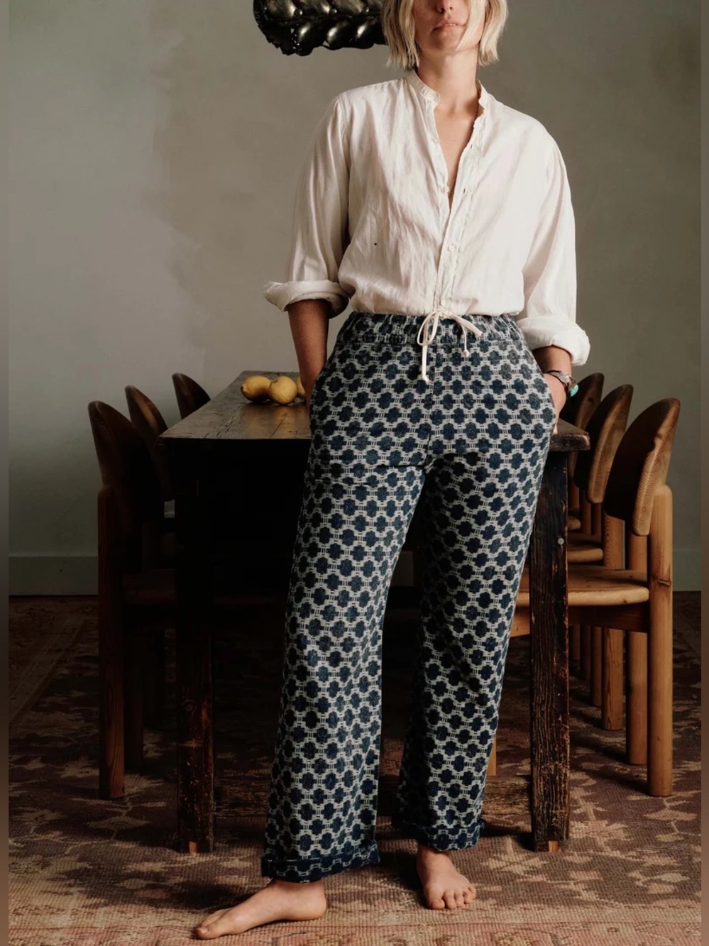 imogene + willie Fethiye pants in indigo kiji print womens size xs like new cond